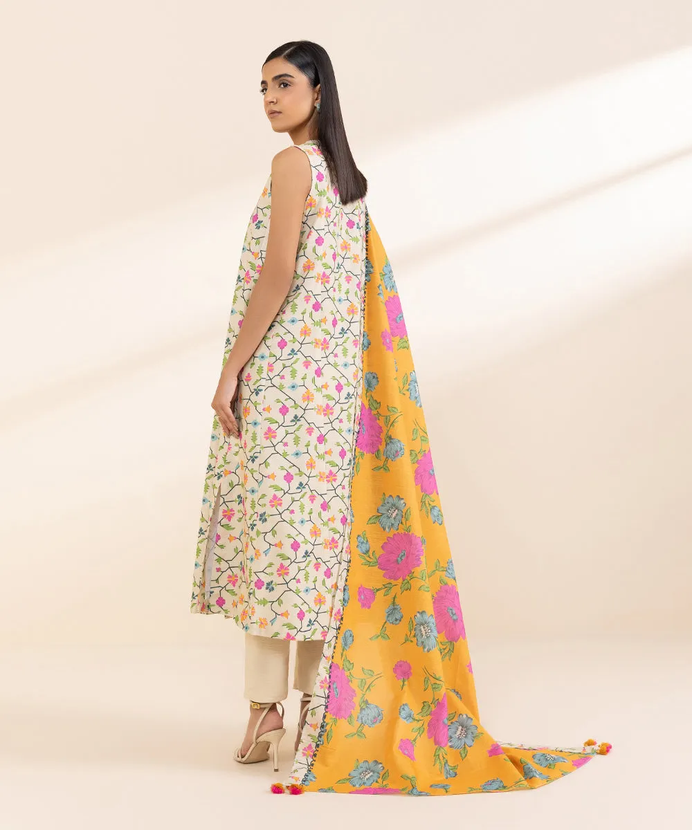 3 Piece - Printed Light Khaddar Suit