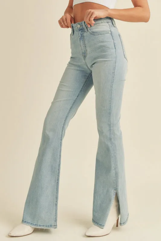 amelia split flare jean - light wash