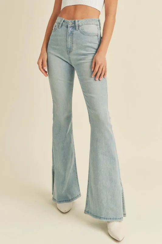 amelia split flare jean - light wash