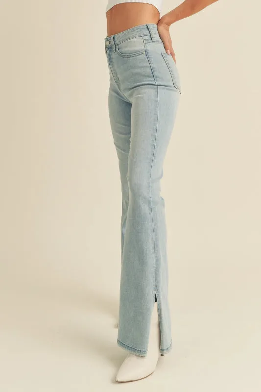 amelia split flare jean - light wash