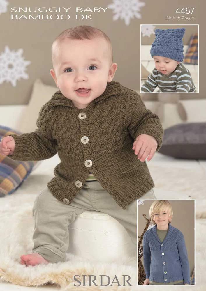 Babies Cardigans and T-Bag Hat in Sirdar Snuggly Baby Bamboo Dk - Digital Version