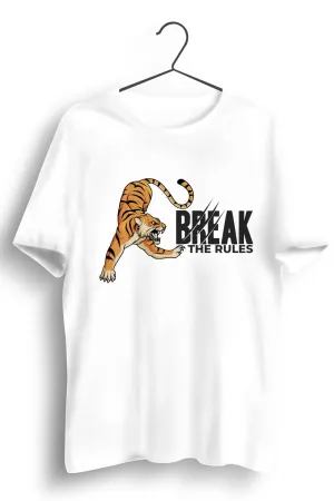 Break The Rules Graphic Printed White Tshirt