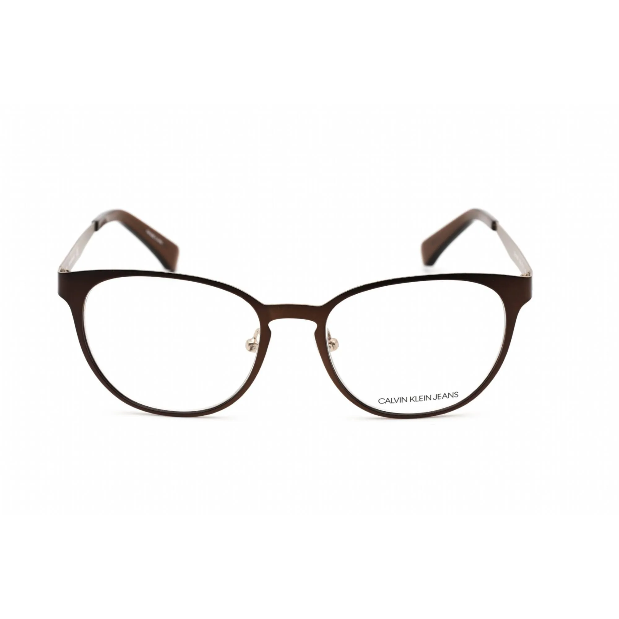 Calvin Klein Jeans Unisex Eyeglasses - Brown/Gold Cat Eye Metal Frame | CKJ141AF 200