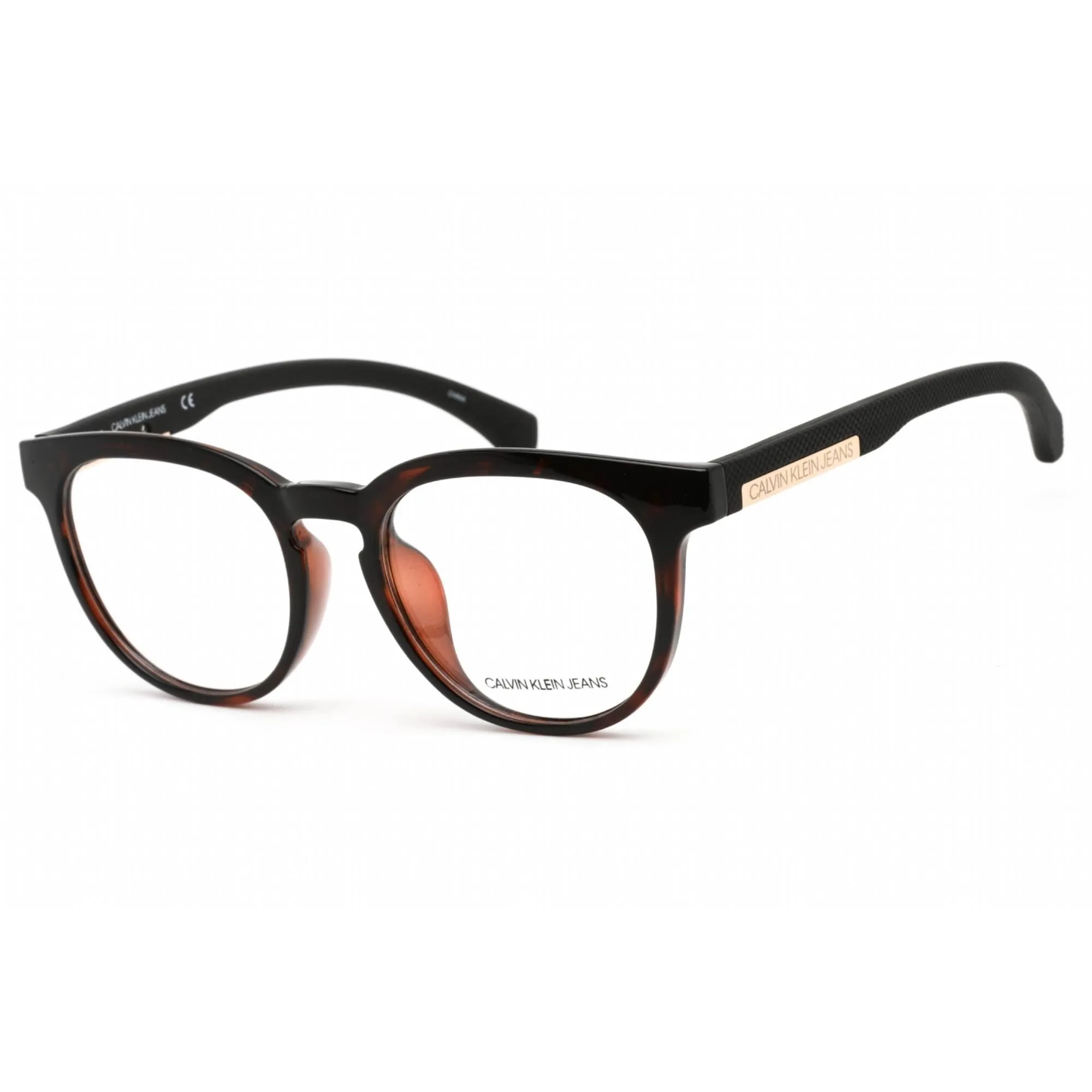 Calvin Klein Jeans Unisex Eyeglasses - Dark Tortoise Plastic Round | CKJ804AF 215