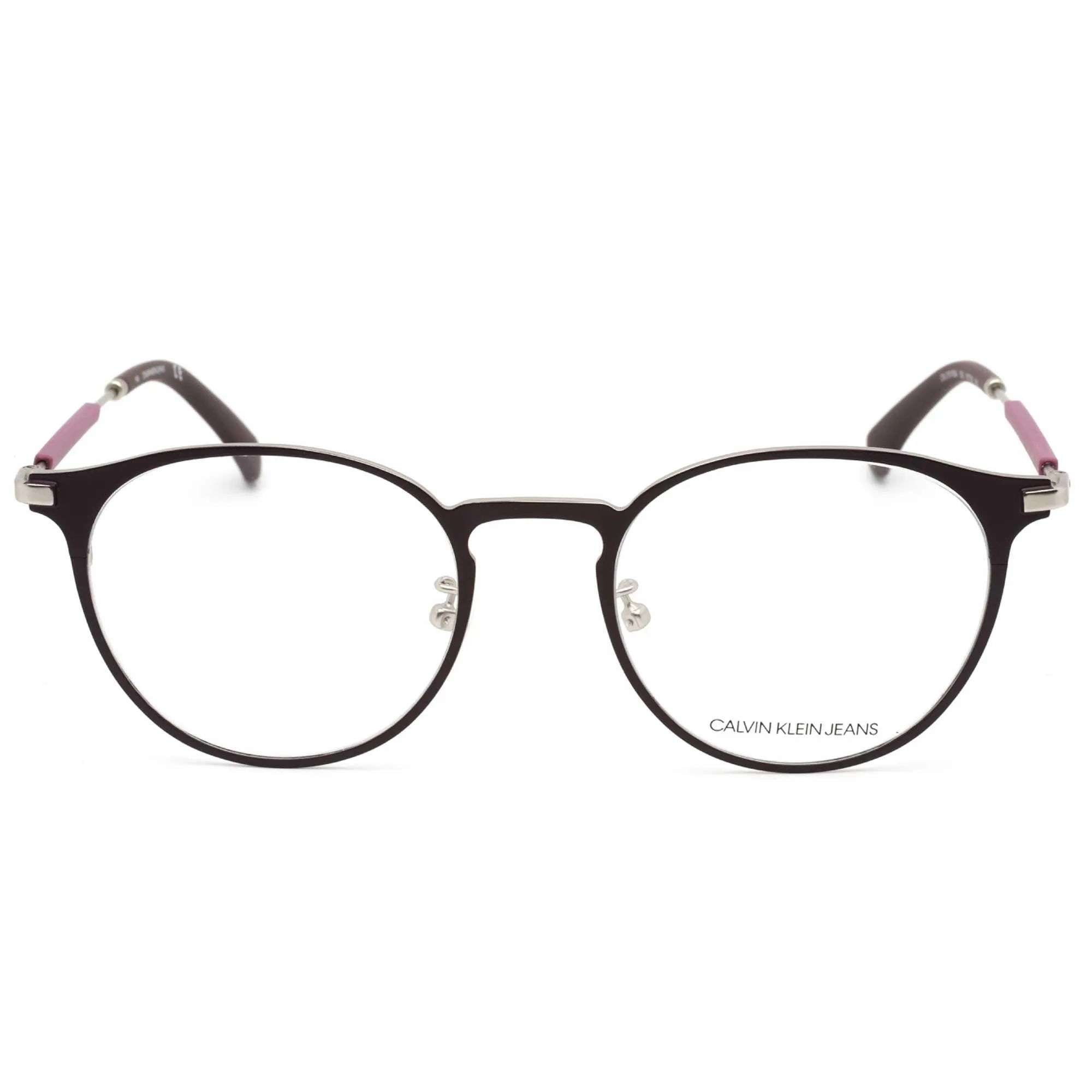 Calvin Klein Jeans Unisex Eyeglasses - Plum Round Frame Clear Lens | CKJ19105A 502