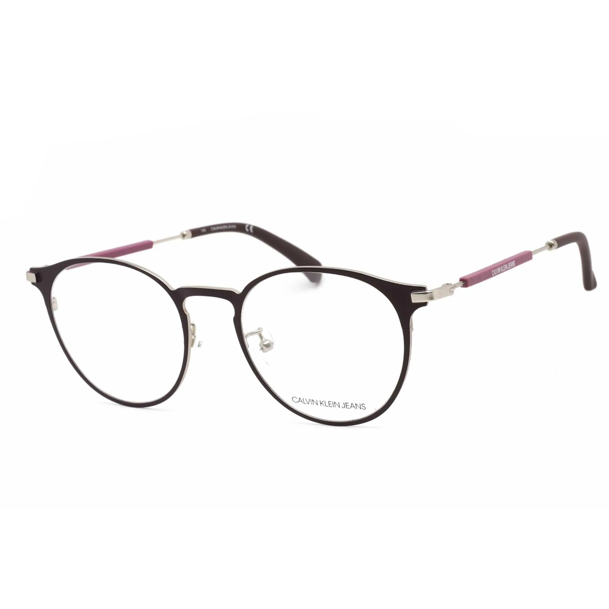 Calvin Klein Jeans Unisex Eyeglasses - Plum Round Frame Clear Lens | CKJ19105A 502