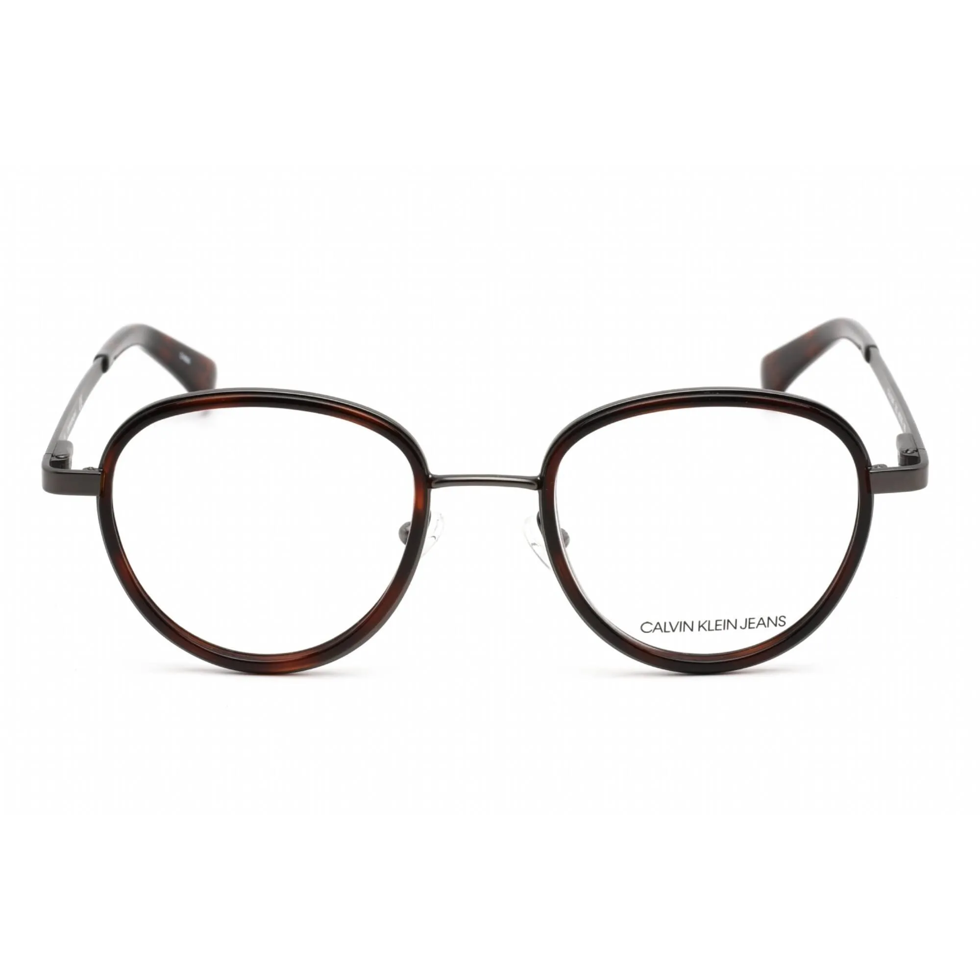 Calvin Klein Jeans Unisex Eyeglasses - Warm Tortoise Metal Round Frame | CKJ156AF 202