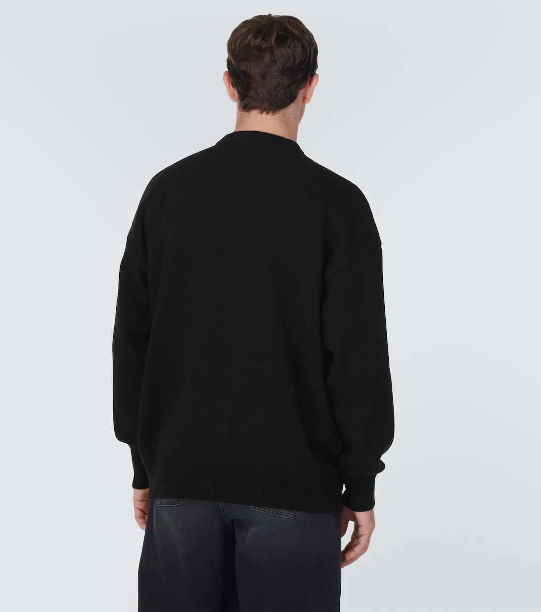 Cashmere and wool sweater with Balenciaga logo, black