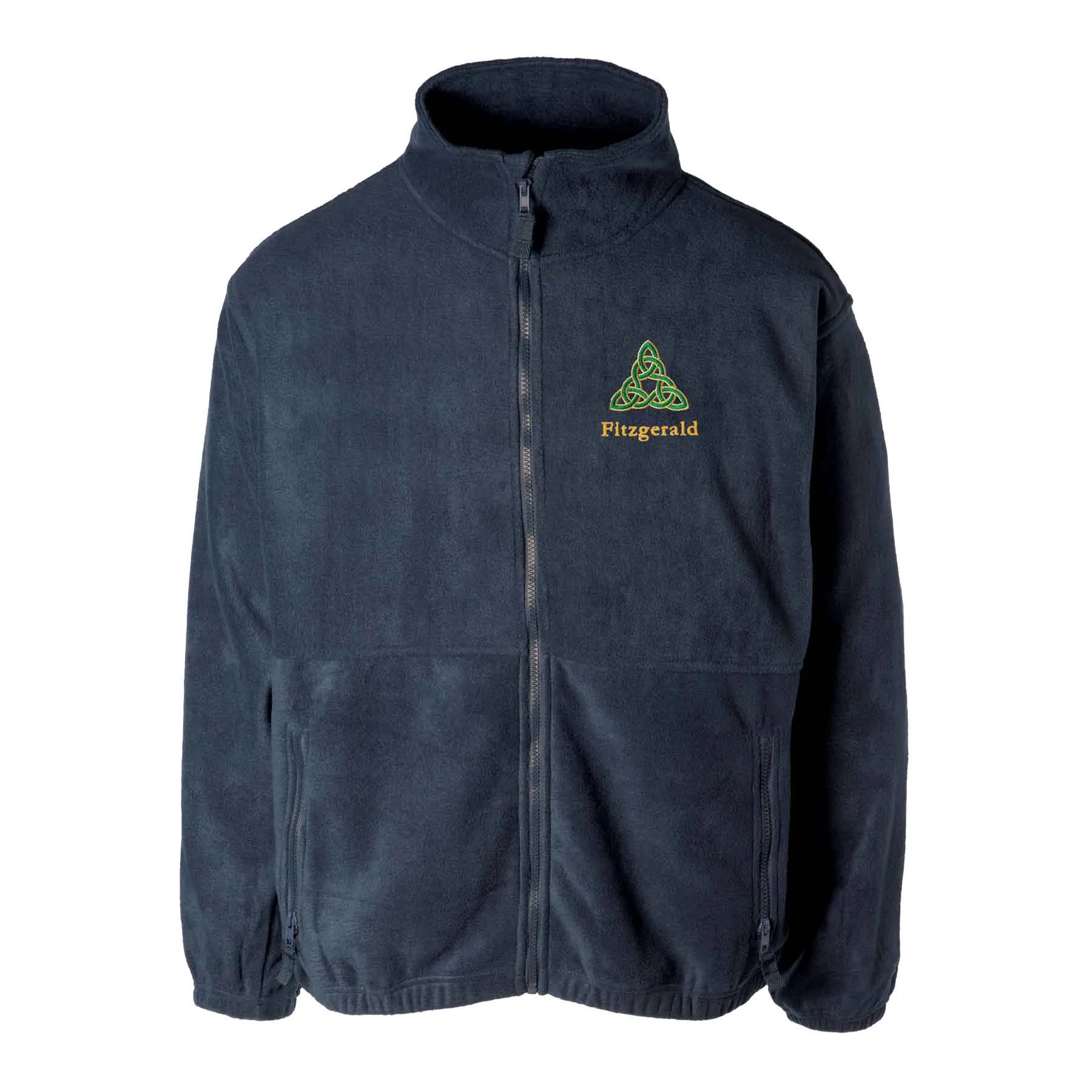 Celtic Triangle Knot Embroidered Personalized Fleece Full Zip- Navy