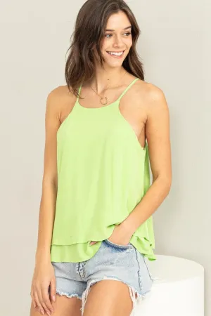 Chartreuse Modern Madness Sleeveless Halter Top