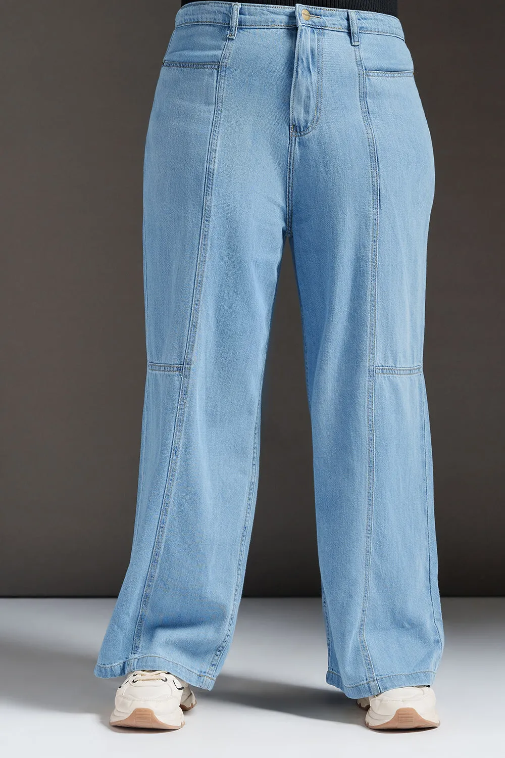 Cool Current Constructed Curve Denim Korean Pants