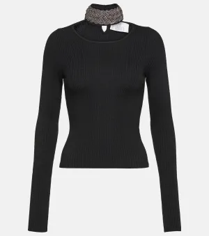 Giuseppe Di Morabito Embellished Wool Blend Sweater, Black