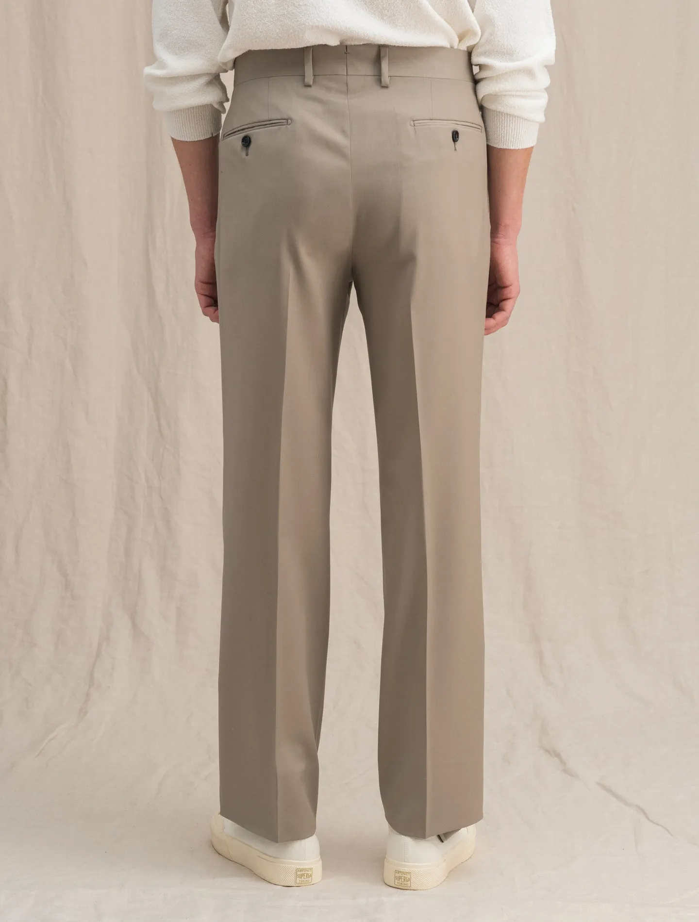 High Waisted Wool Trousers Beige