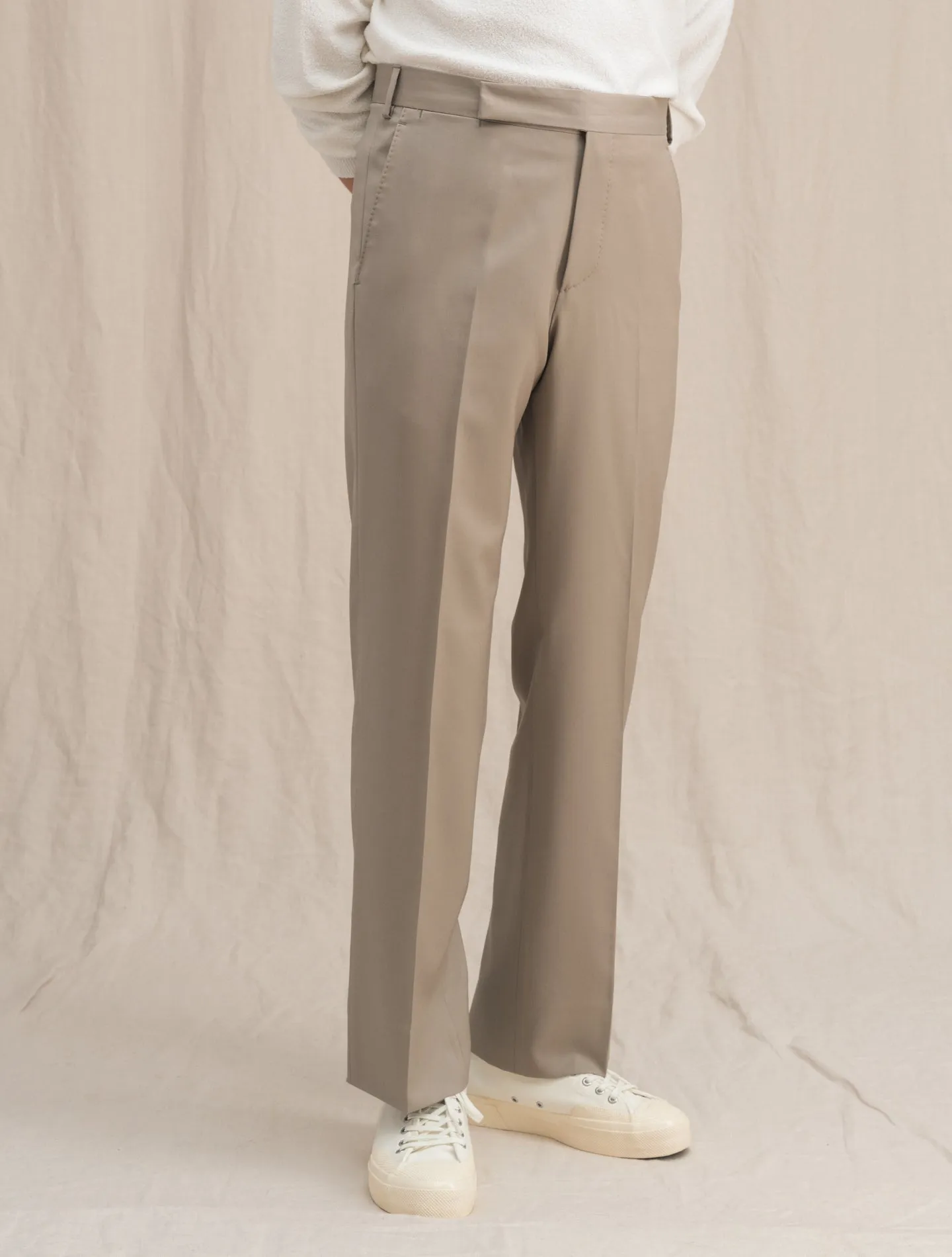 High Waisted Wool Trousers Beige