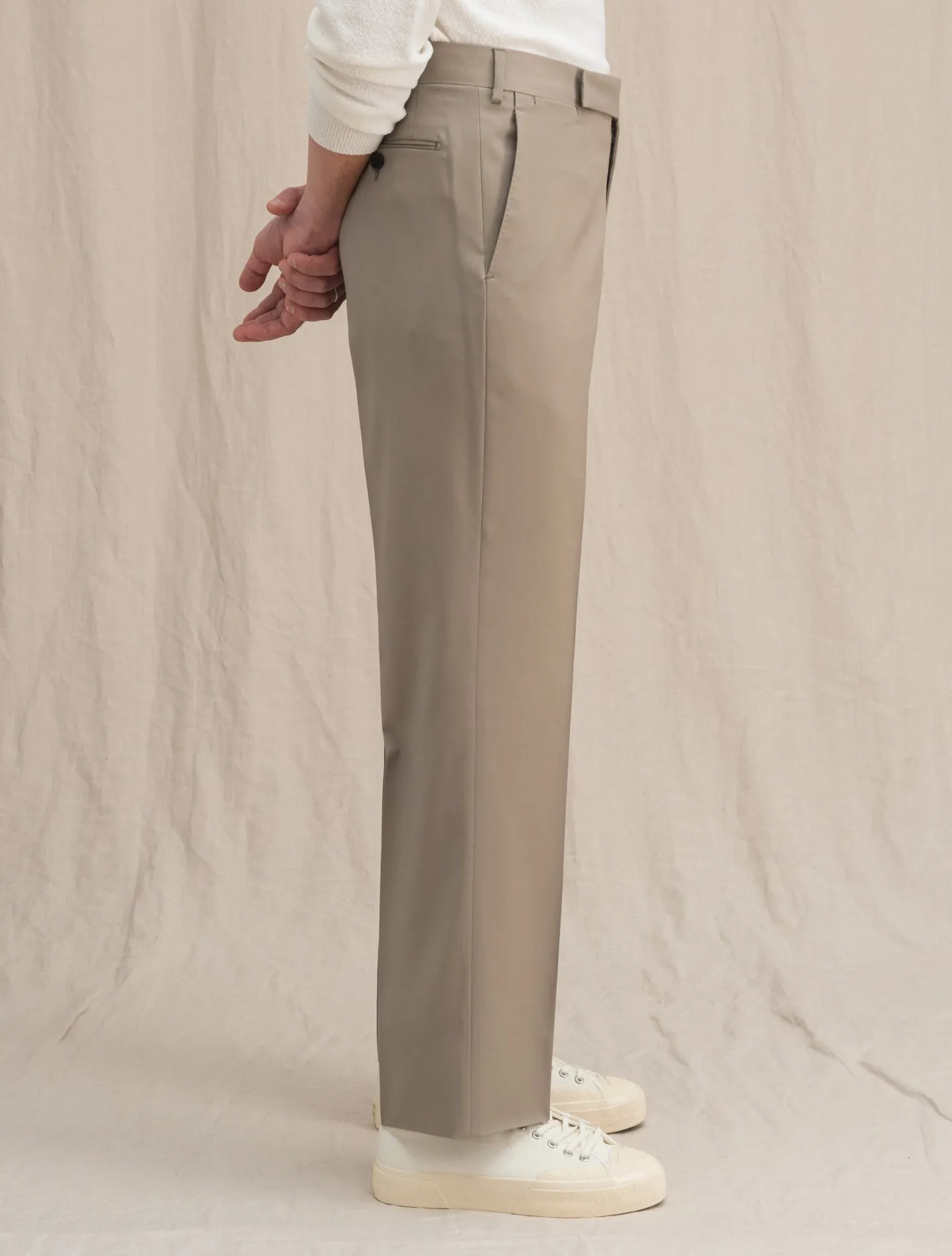 High Waisted Wool Trousers Beige