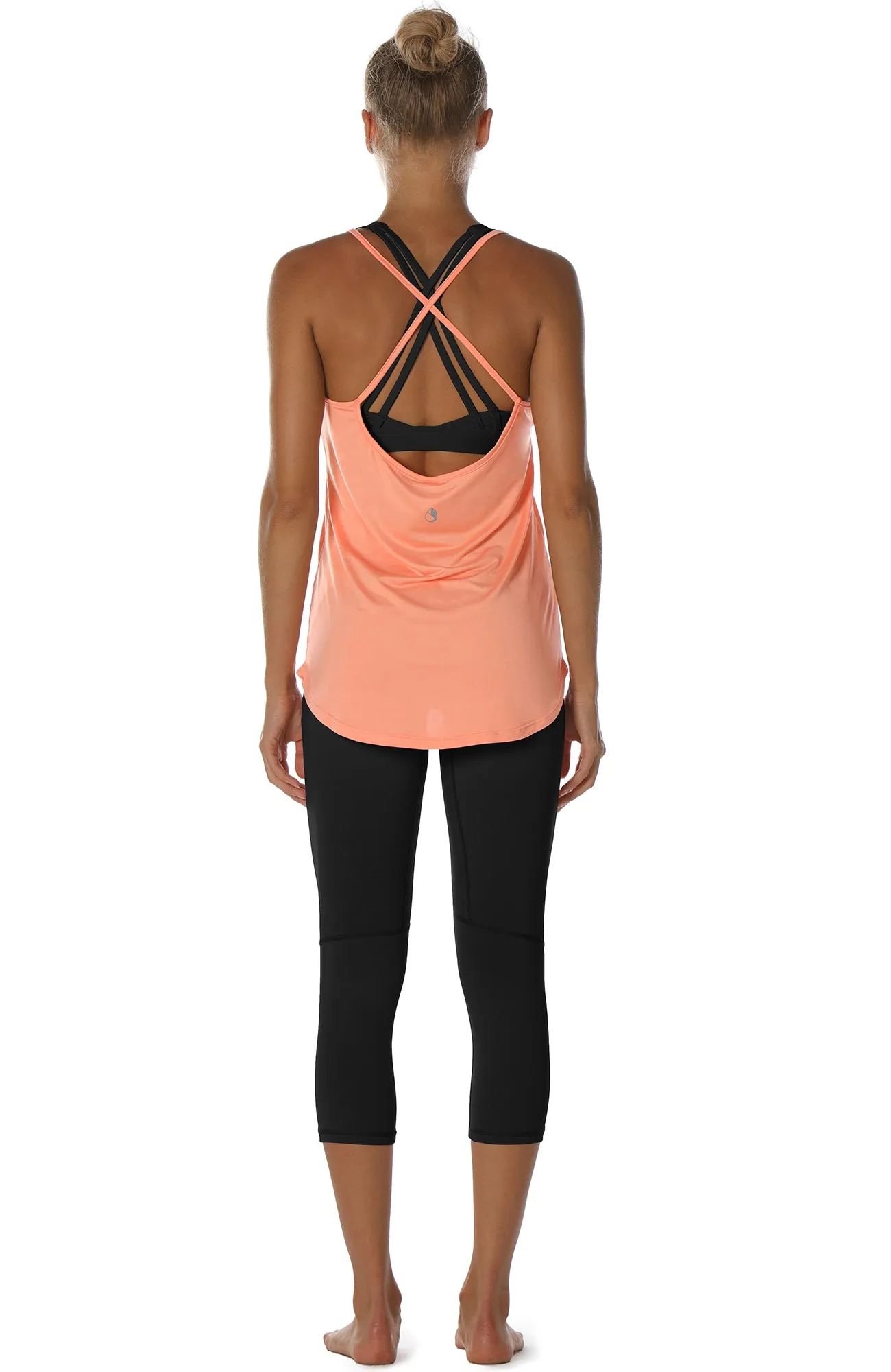 icyzone Workout Tank Tops for Women - Athletic Yoga Tops Open Back Strappy Running Shirts (Pack of 2)