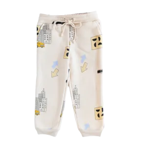 Kids Unisex Printed Sweatpants- Neutral City Print