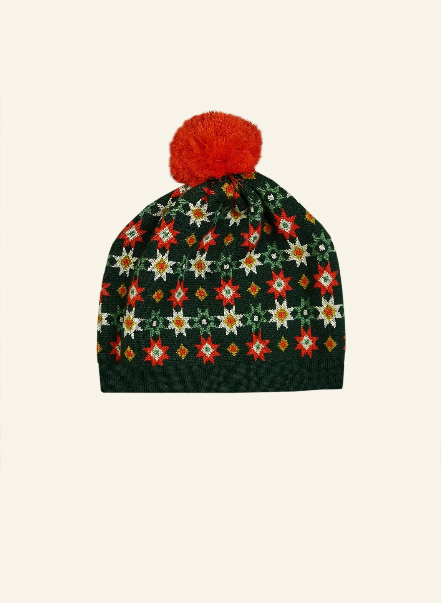 Knitted Hat - Green Patchwork