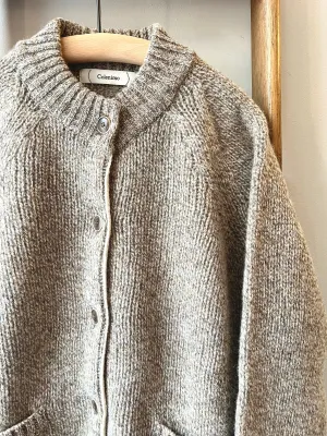 Lambswool Wool Shetland Yarn Cardigan / Mushroom