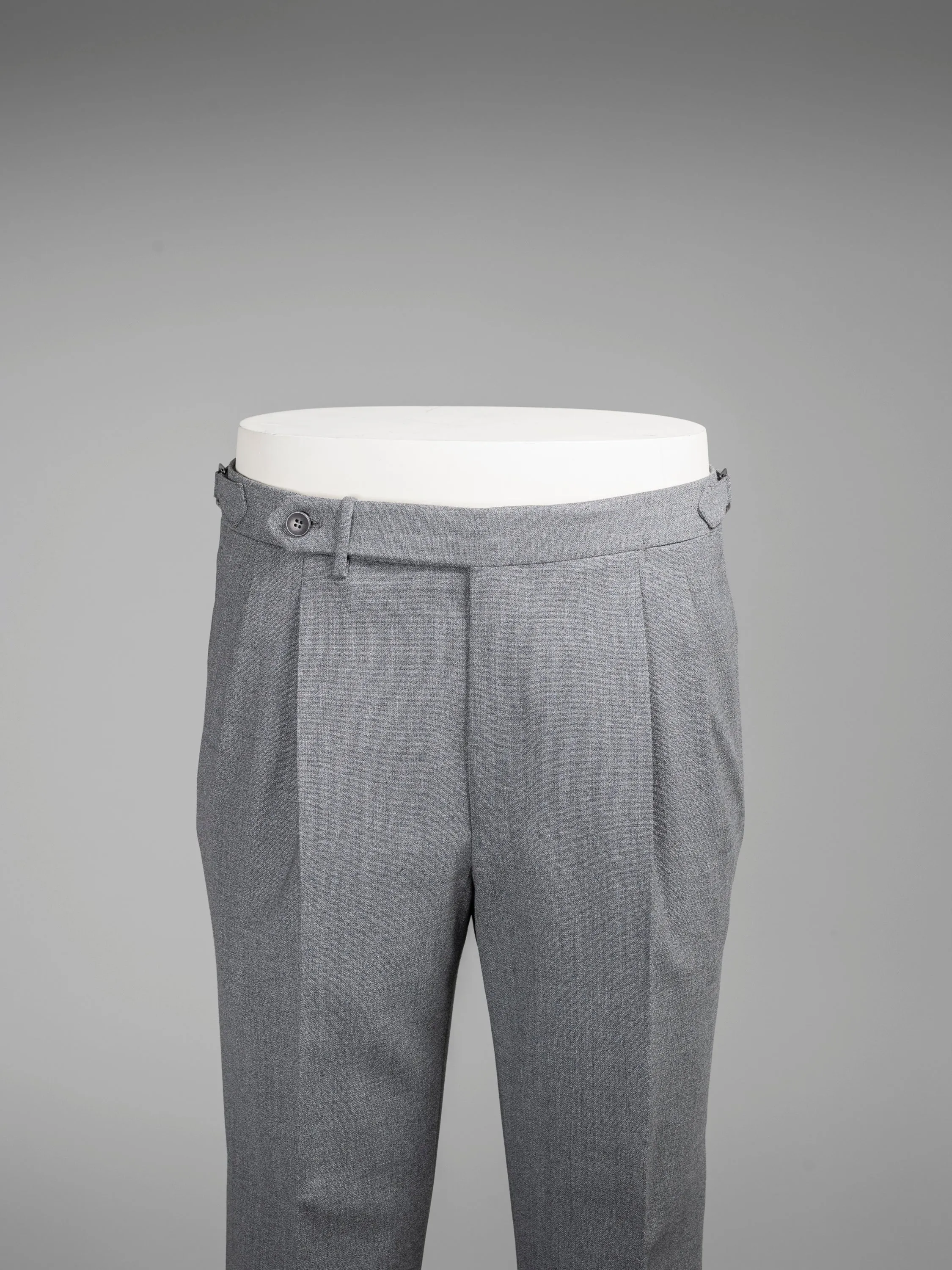 Light grey pair of regular fit fourply wool trousers