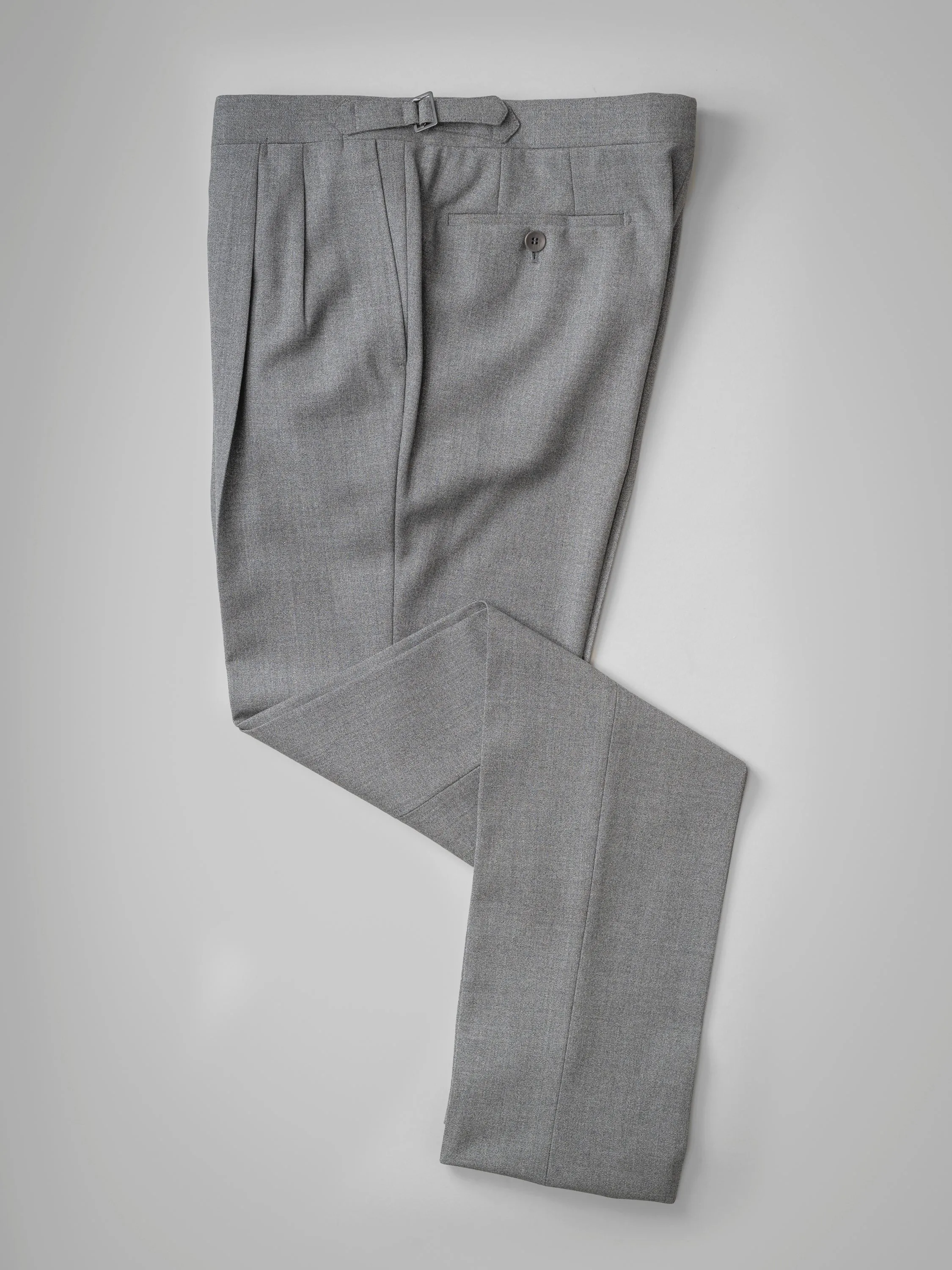 Light grey pair of regular fit fourply wool trousers