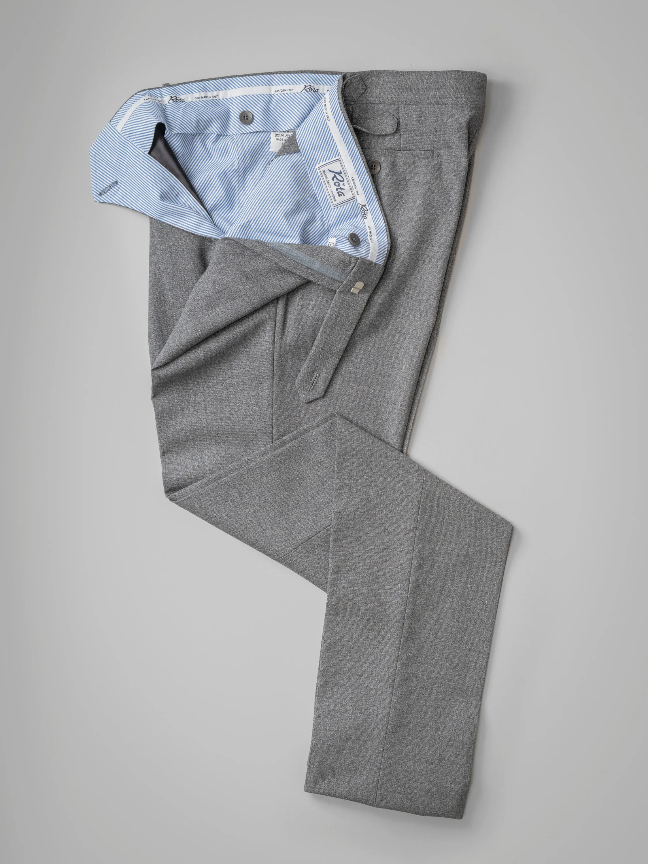 Light grey pair of regular fit fourply wool trousers