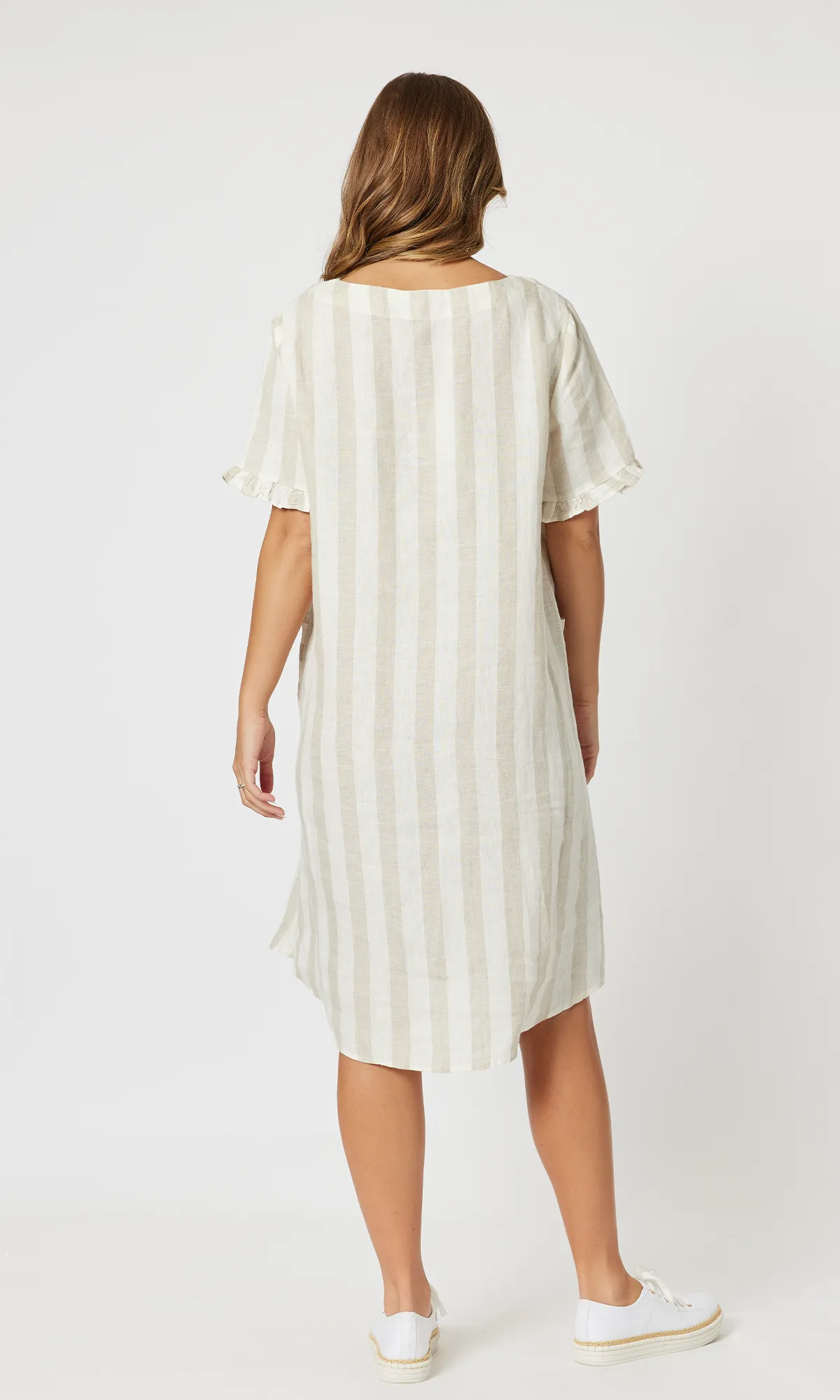 Linen Dress Butcher Stripe