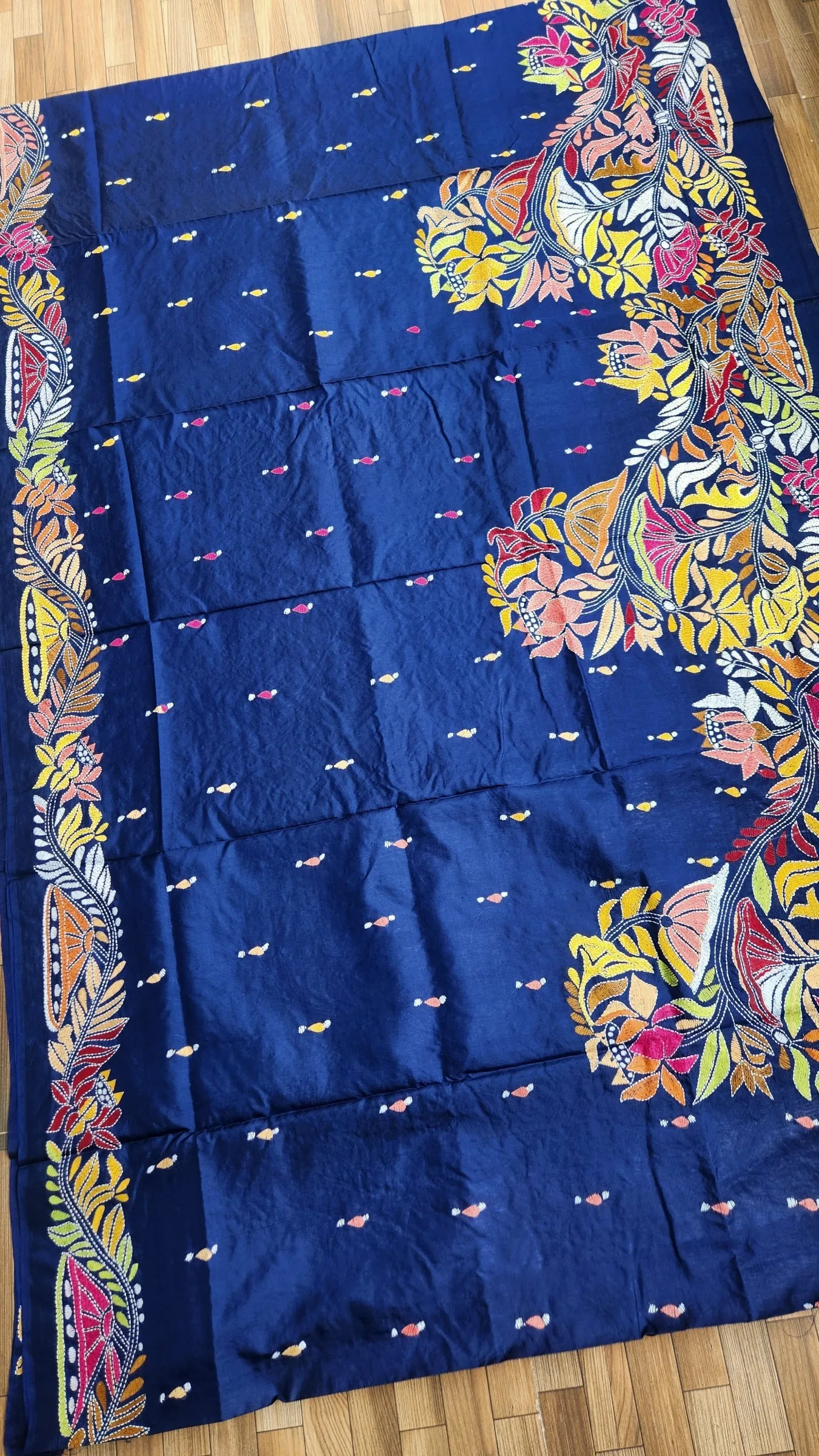 LOTUS POND KANTHA SAREE