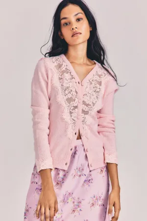 Love Shack Fancy - Brandie Cardigan in Blush Tutu