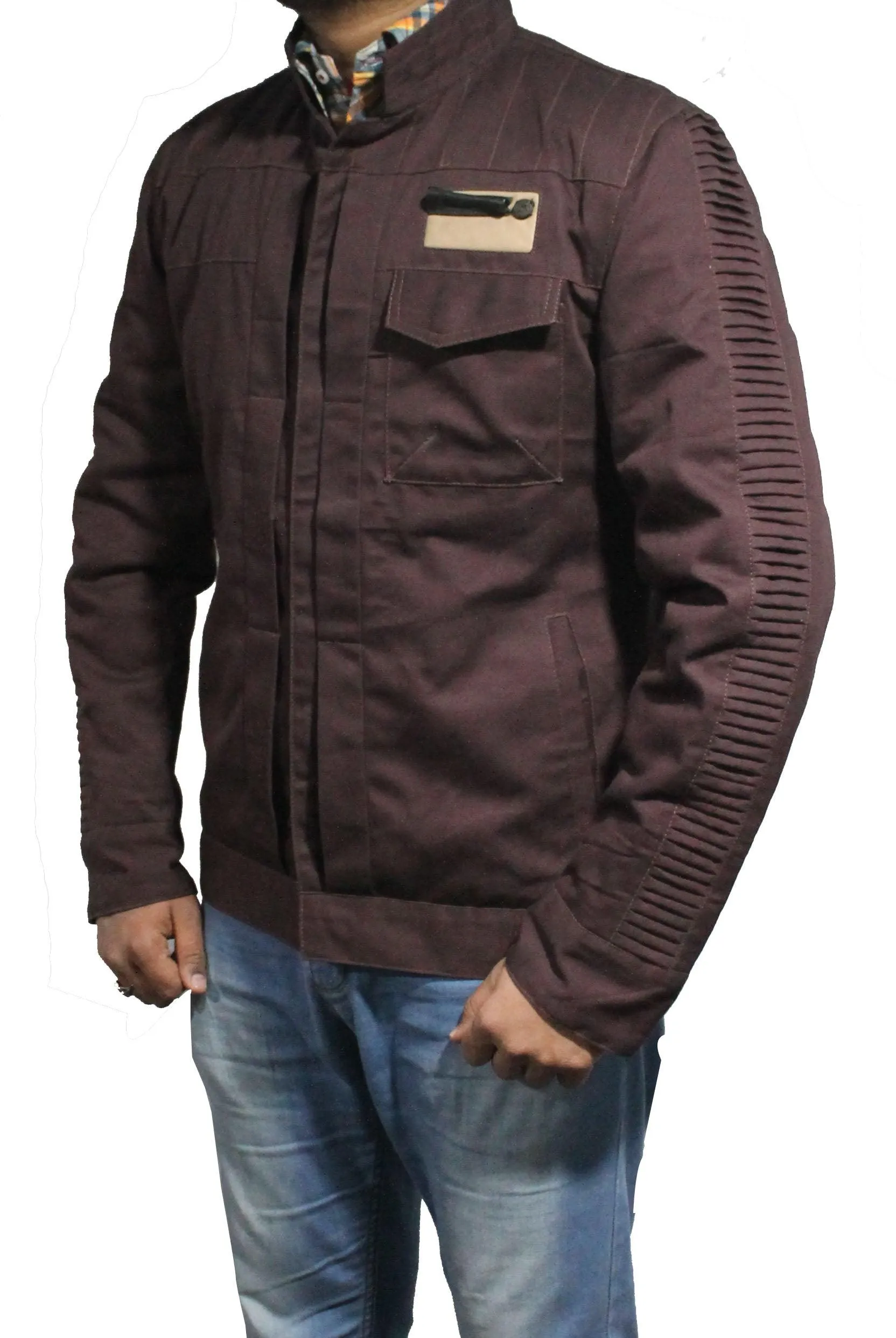 Men Stylish Cotton Jacket - Dark Brown