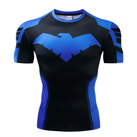 New Nightwing Short Sleeve Compression Shirts Thanos 3D Printed T shirts Men Summer NEW Crossfit Top For Male Fitness Cloth