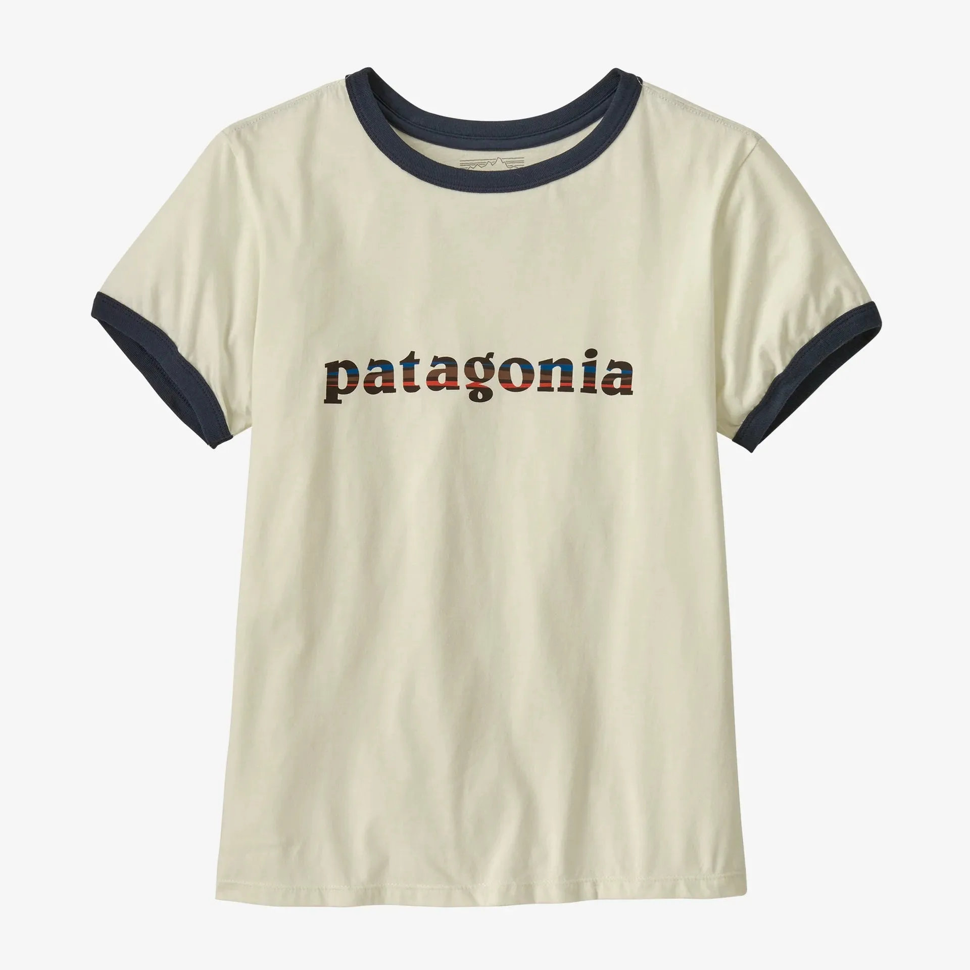 Patagonia '73 Text Logo Organic Ringer Tee | Birch White | Womens