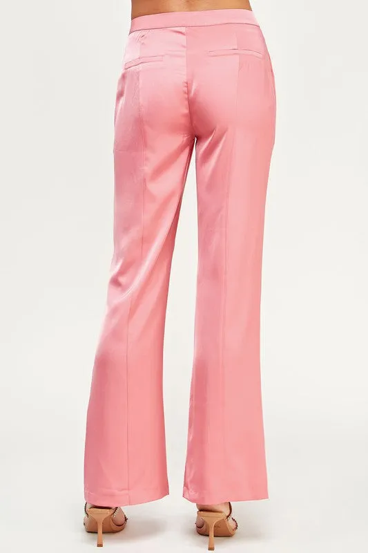 Pink Tailored Satin Pants