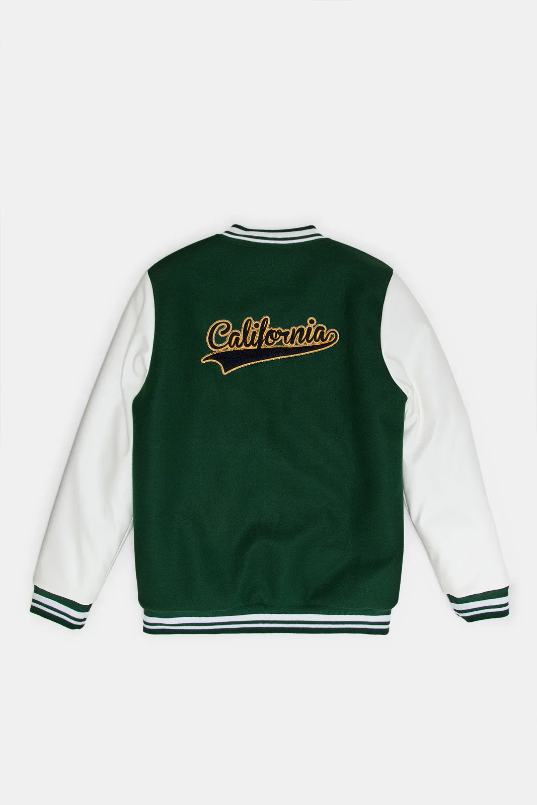 Senior Boys Green Embellished Baseball Casual Jacket