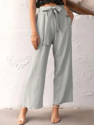 Simplee High Waist Pocket Side Belted Pants