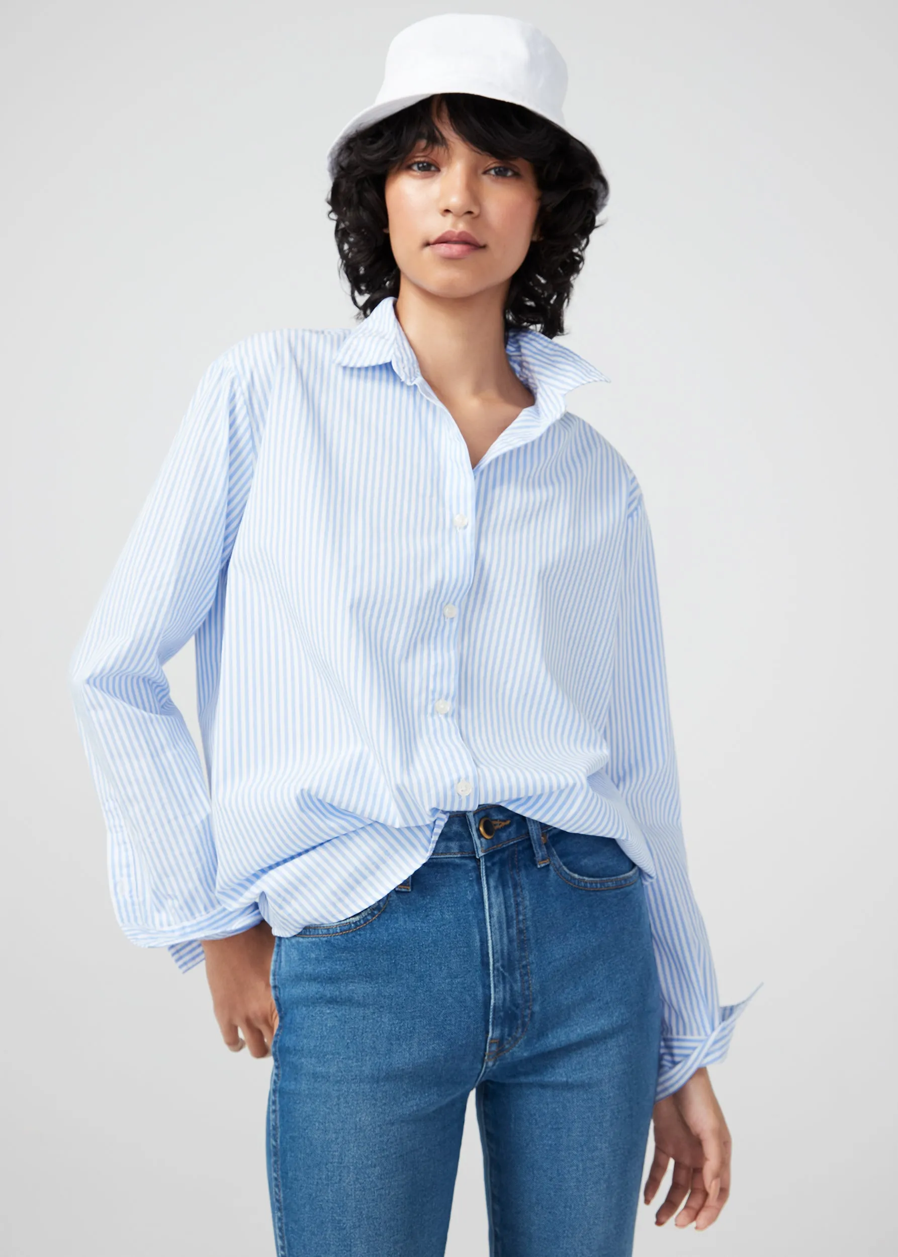 The Hutton Oversized Shirt - White/Sky