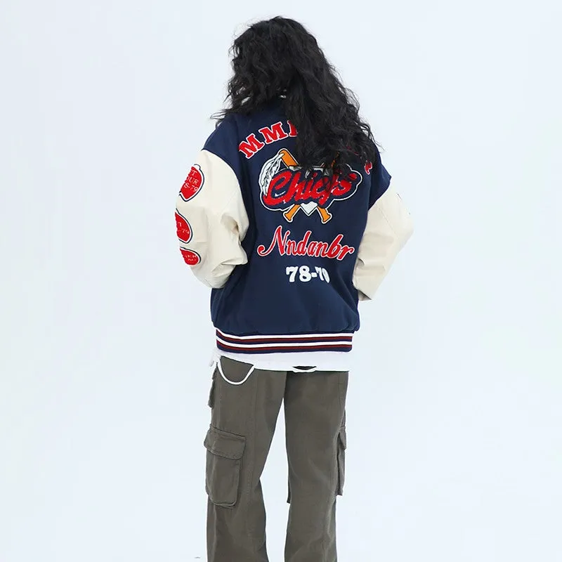 Unisex OV brand original winter flocking embroidery baseball jacket