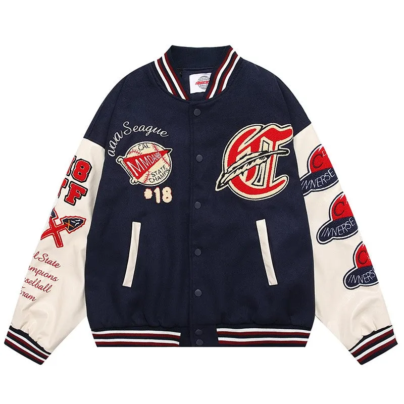 Unisex OV brand original winter flocking embroidery baseball jacket