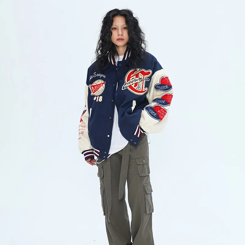 Unisex OV brand original winter flocking embroidery baseball jacket