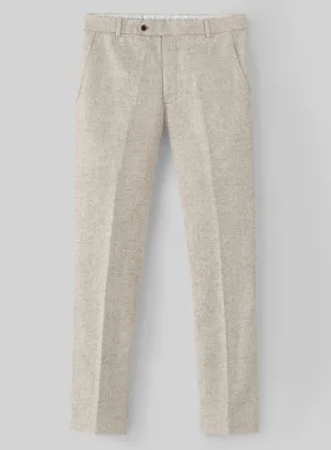 Vintage Herringbone Light Beige Tweed Pants