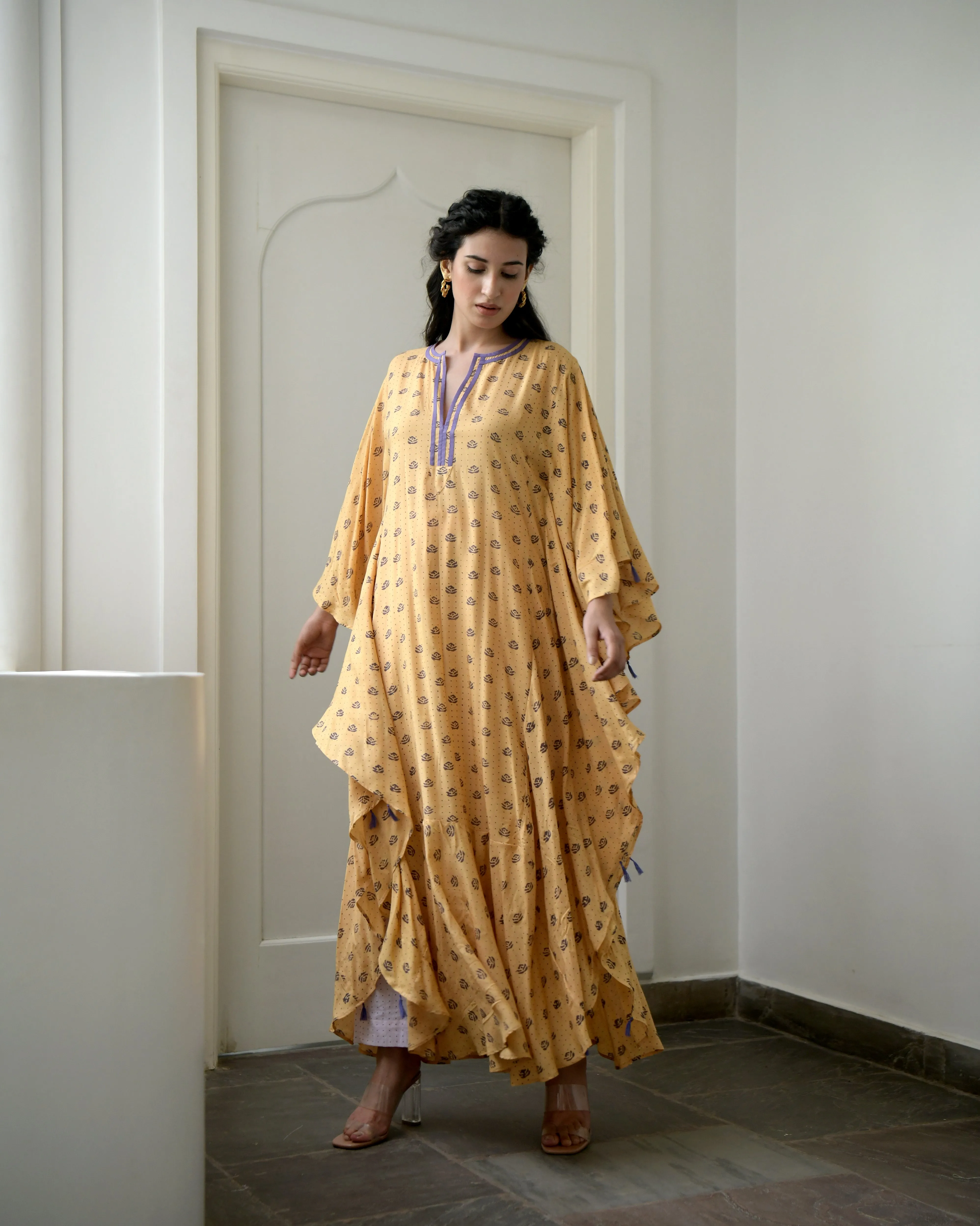 Yellow Printed Kaftan