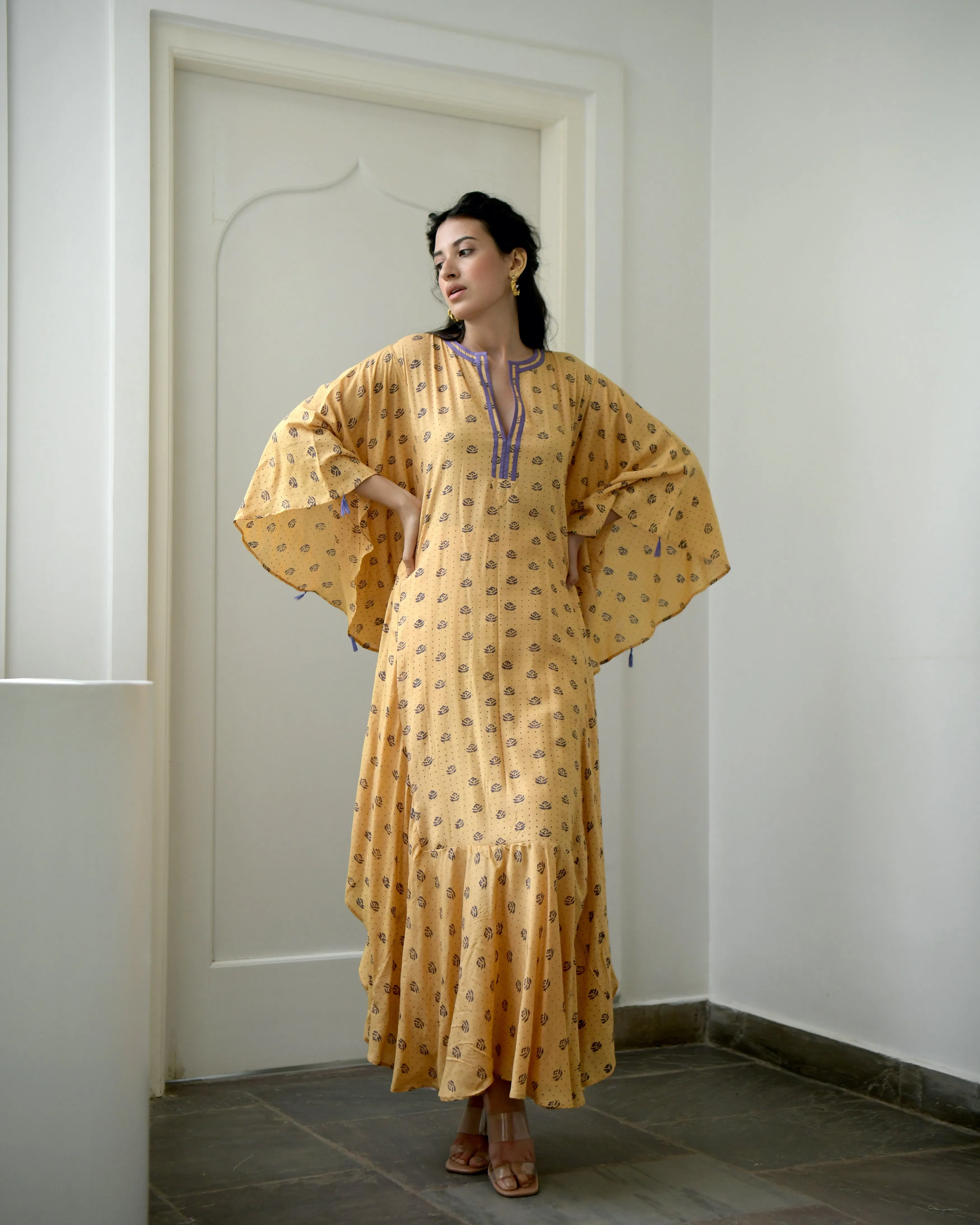 Yellow Printed Kaftan