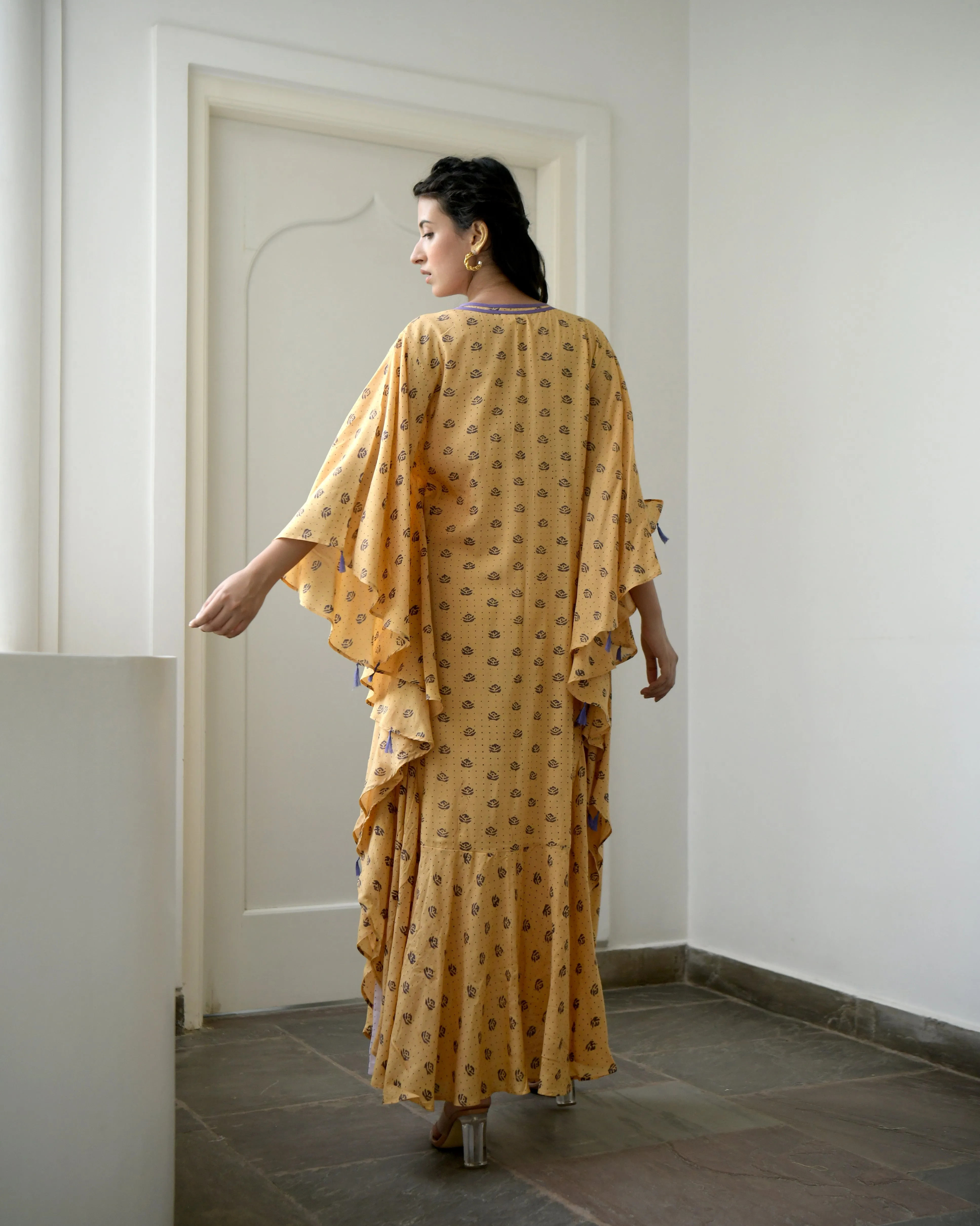 Yellow Printed Kaftan